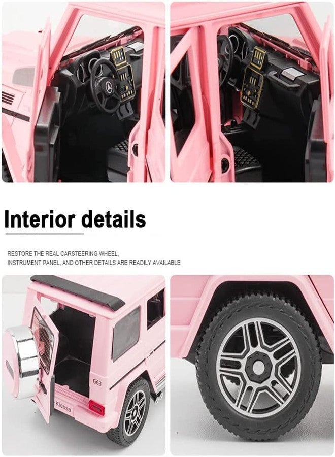 KING FORU Exclusive Alloy Metal Pull Back Die-cast Car Scale Model with Sound Light Mini Auto Toy for Kids Metal Model Toy Car with Sound and Light New Version (1.24- AMG G63 - Multicolor) - Image 4